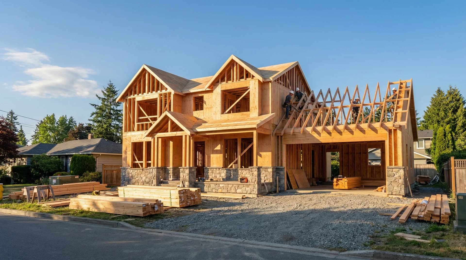 Custom home construction showing quality craftsmanship